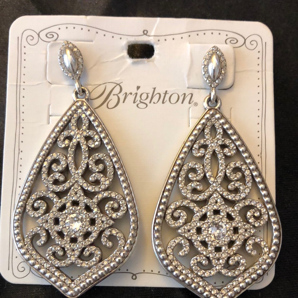 Brighton Illumina Statement Drop Silvertone Crystal Dangle Earrings